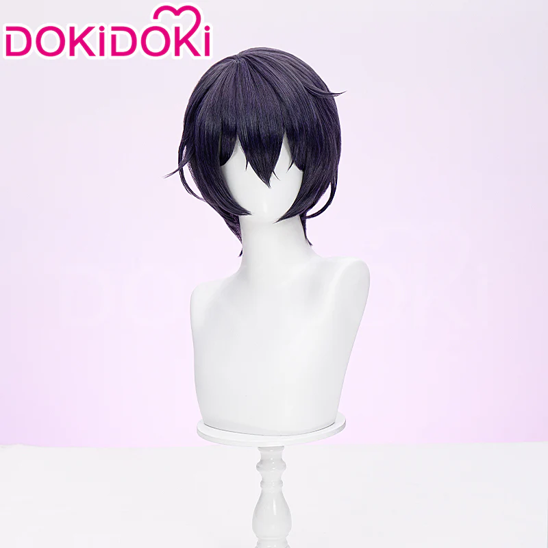 【Ready For Ship】DokiDoki Game Cosplay Wig Short Straight Dark Purple Hair - Image 4