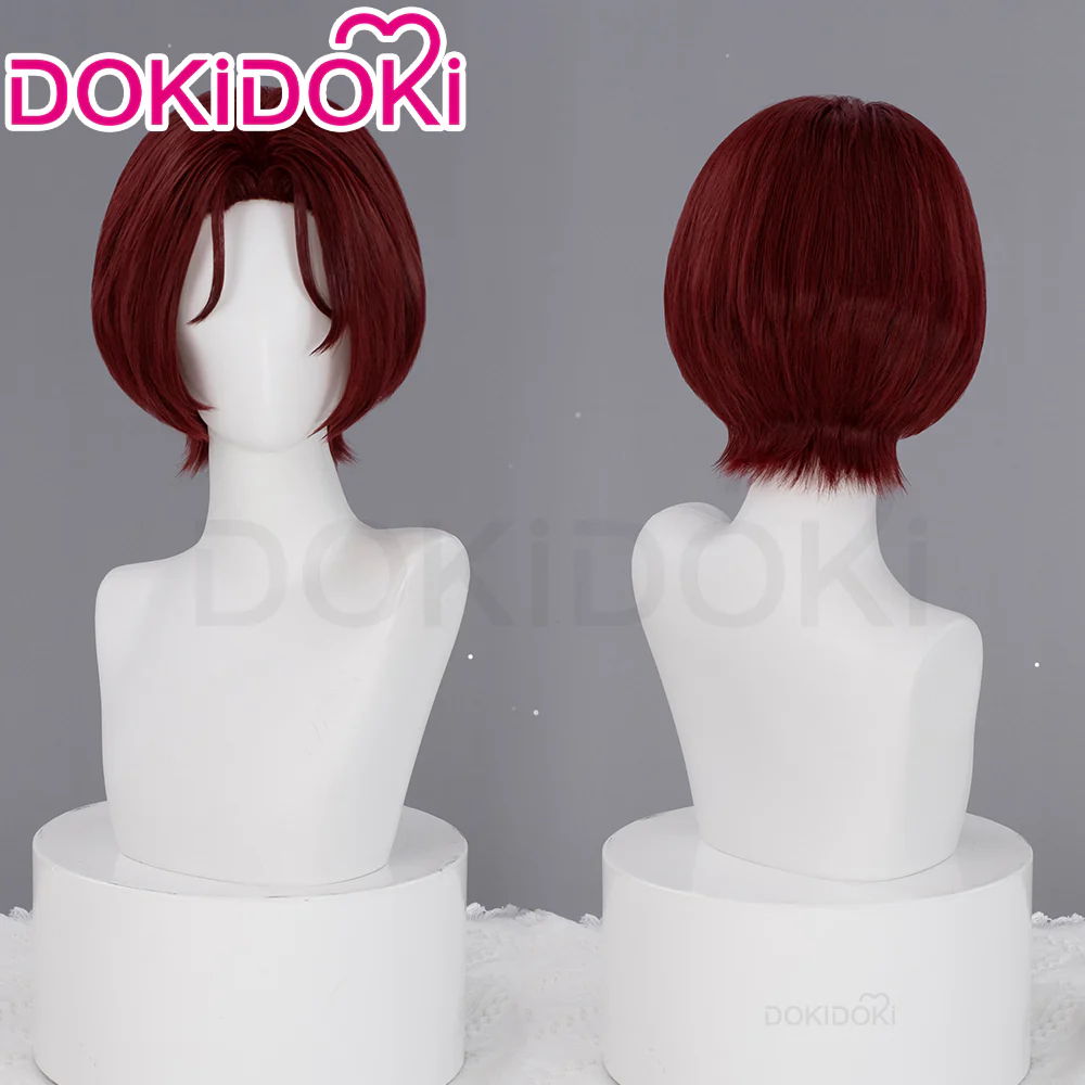 【Ready For Ship】DokiDoki Game Cosplay Main Character Wig Short Straight Red Hair