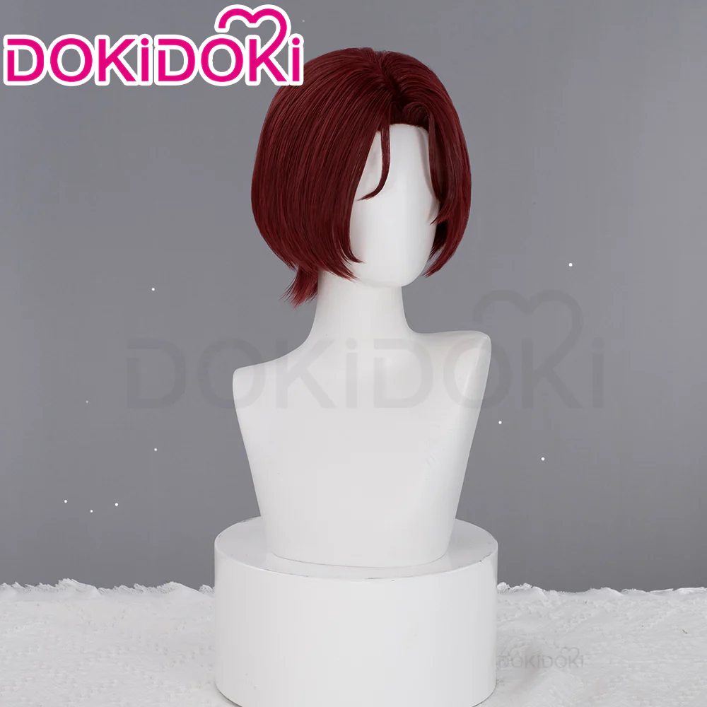 【Ready For Ship】DokiDoki Game Cosplay Main Character Wig Short Straight Red Hair - Image 2