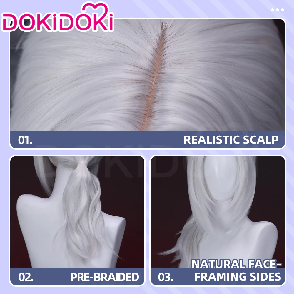 【Ready For Ship】DokiDoki Game Cosplay Wig White Long Straight Hair - Image 4