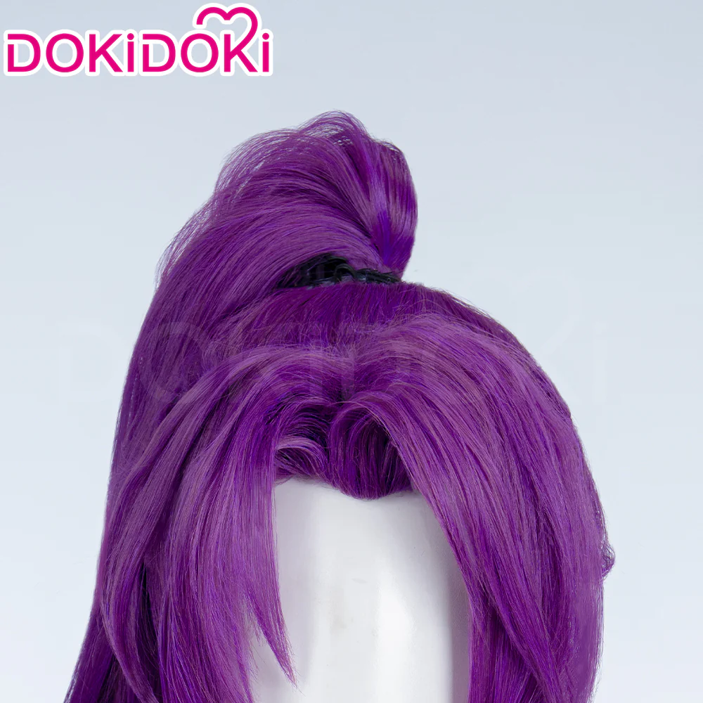 【Ready For Ship】DokiDoki Game Cosplay Woman Wig Long Straight Black Purple Vengeance Skin Blood Kariudo Daring Daifuku - Image 10