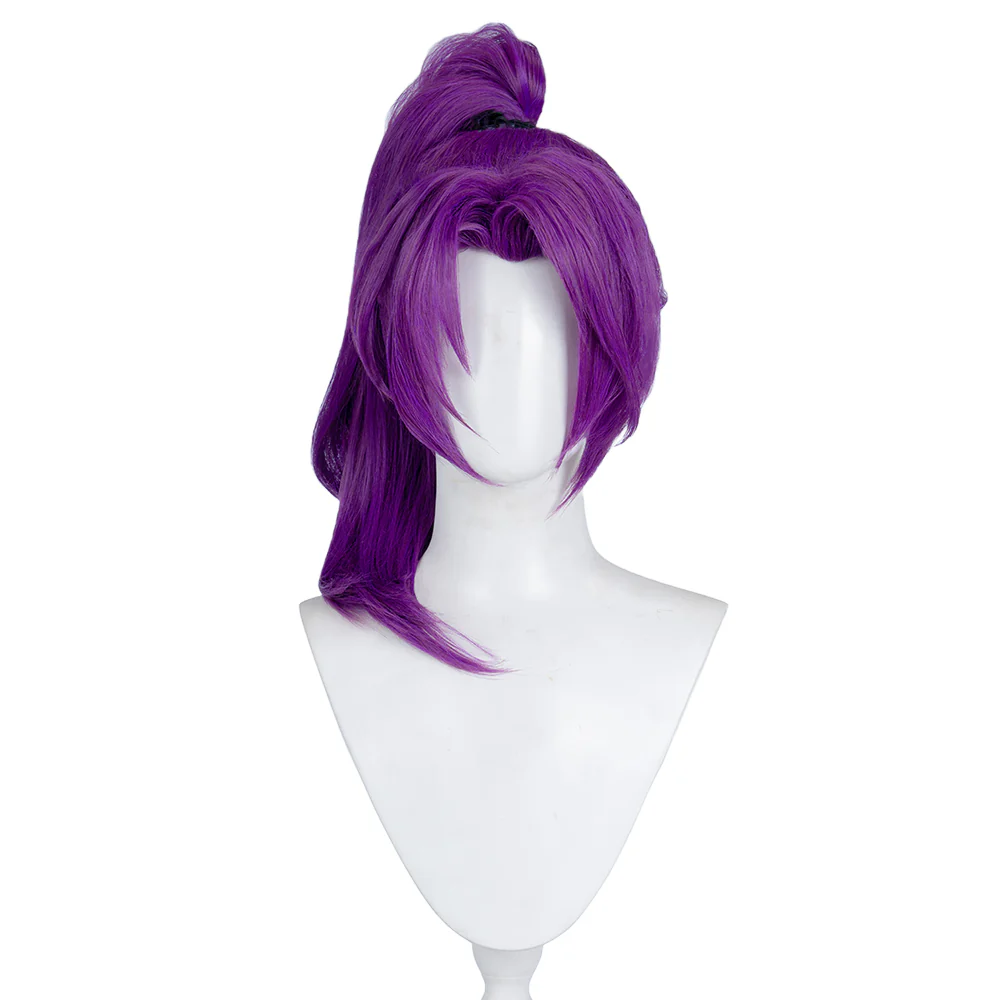 【Ready For Ship】DokiDoki Game Cosplay Woman Wig Long Straight Black Purple Vengeance Skin Blood Kariudo Daring Daifuku - Image 11