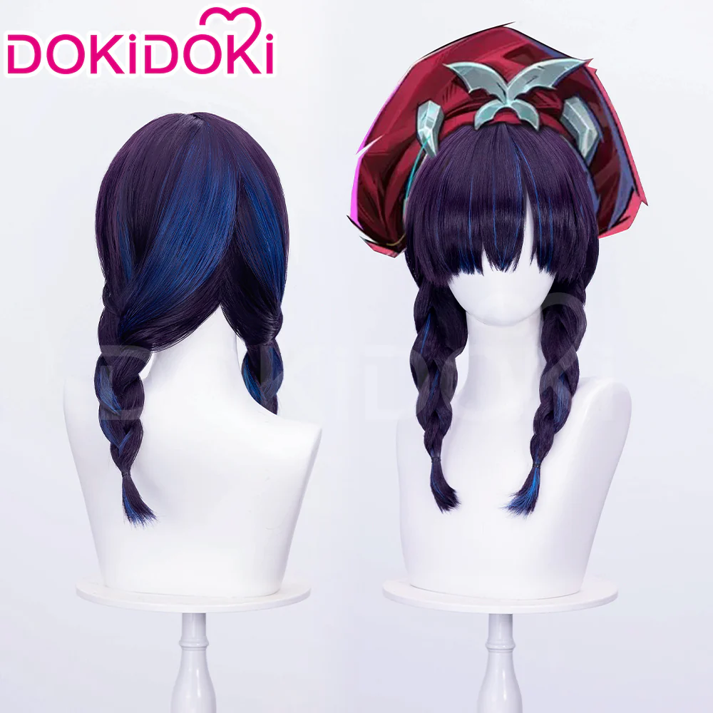 【Ready For Ship】DokiDoki Game Cosplay Woman Wig Long Straight Black Purple Vengeance Skin Blood Kariudo Daring Daifuku - Image 12