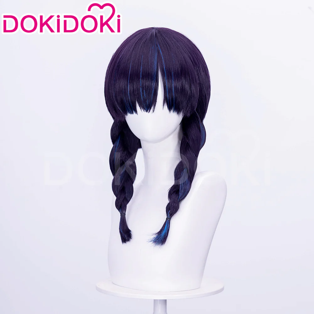 【Ready For Ship】DokiDoki Game Cosplay Woman Wig Long Straight Black Purple Vengeance Skin Blood Kariudo Daring Daifuku - Image 13