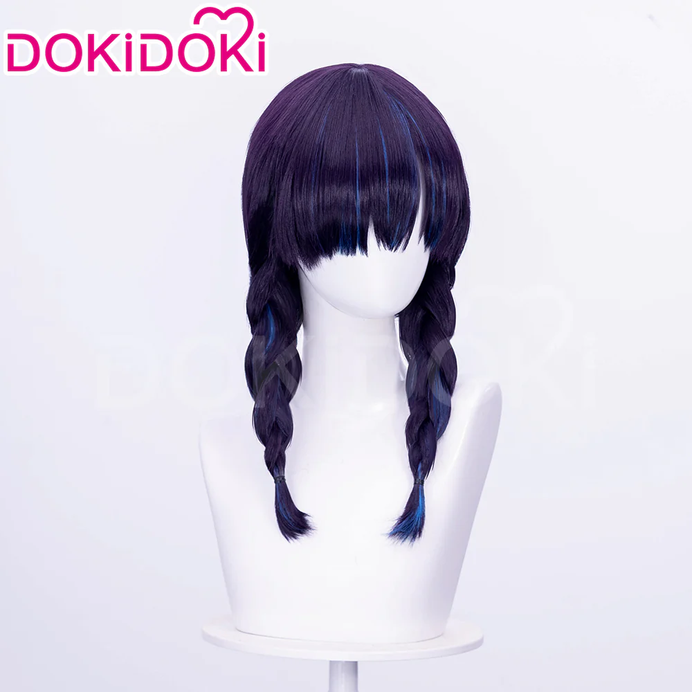 【Ready For Ship】DokiDoki Game Cosplay Woman Wig Long Straight Black Purple Vengeance Skin Blood Kariudo Daring Daifuku - Image 14