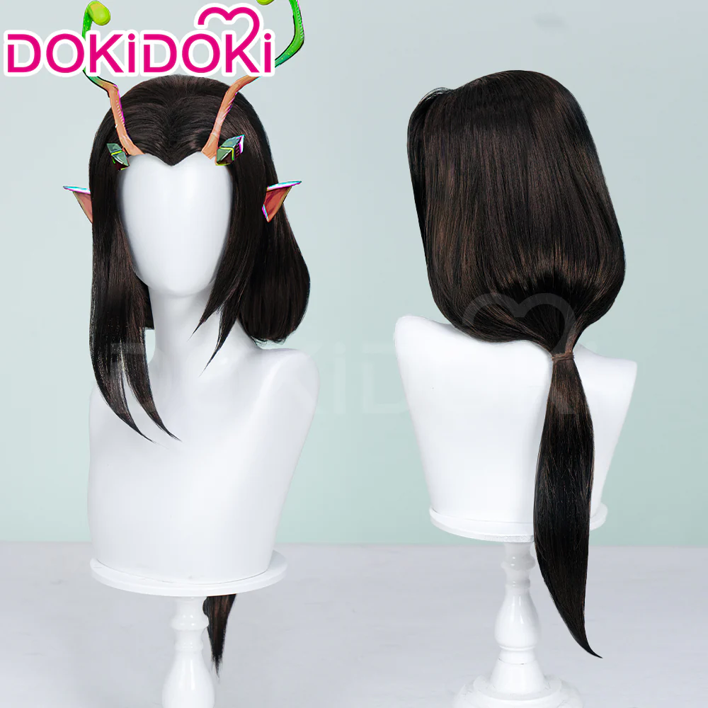 【Ready For Ship】Dokidoki Game Cosplay Woman Wig Long Straight Black Wig Hair Bundle Ponytail