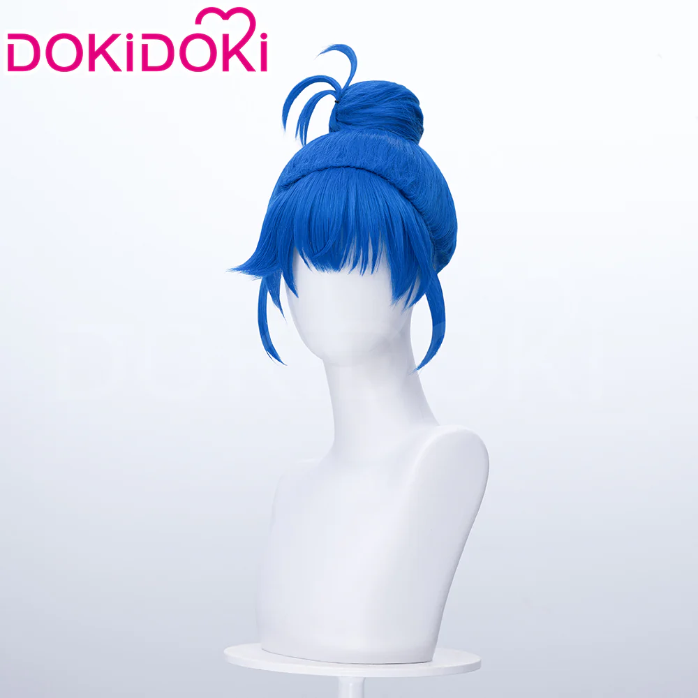 【Ready For Ship】DokiDoki Game Cosplay Women Wig Blue Hair Buns x LE SSERAFIM - Image 2