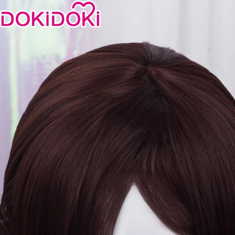 DokiDoki Game Cosplay Women Wig Long Curly Dark Brown Hair - Image 4