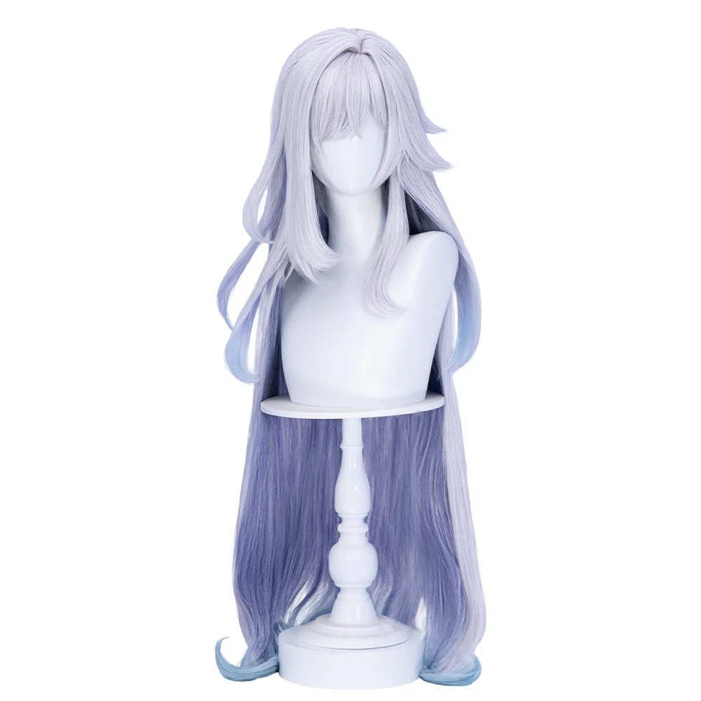 DokiDoki Game Genshin Impact Cosplay Skirk Wig Long Curly Purple Gradient Hair / Fake Eyelashes - Image 5