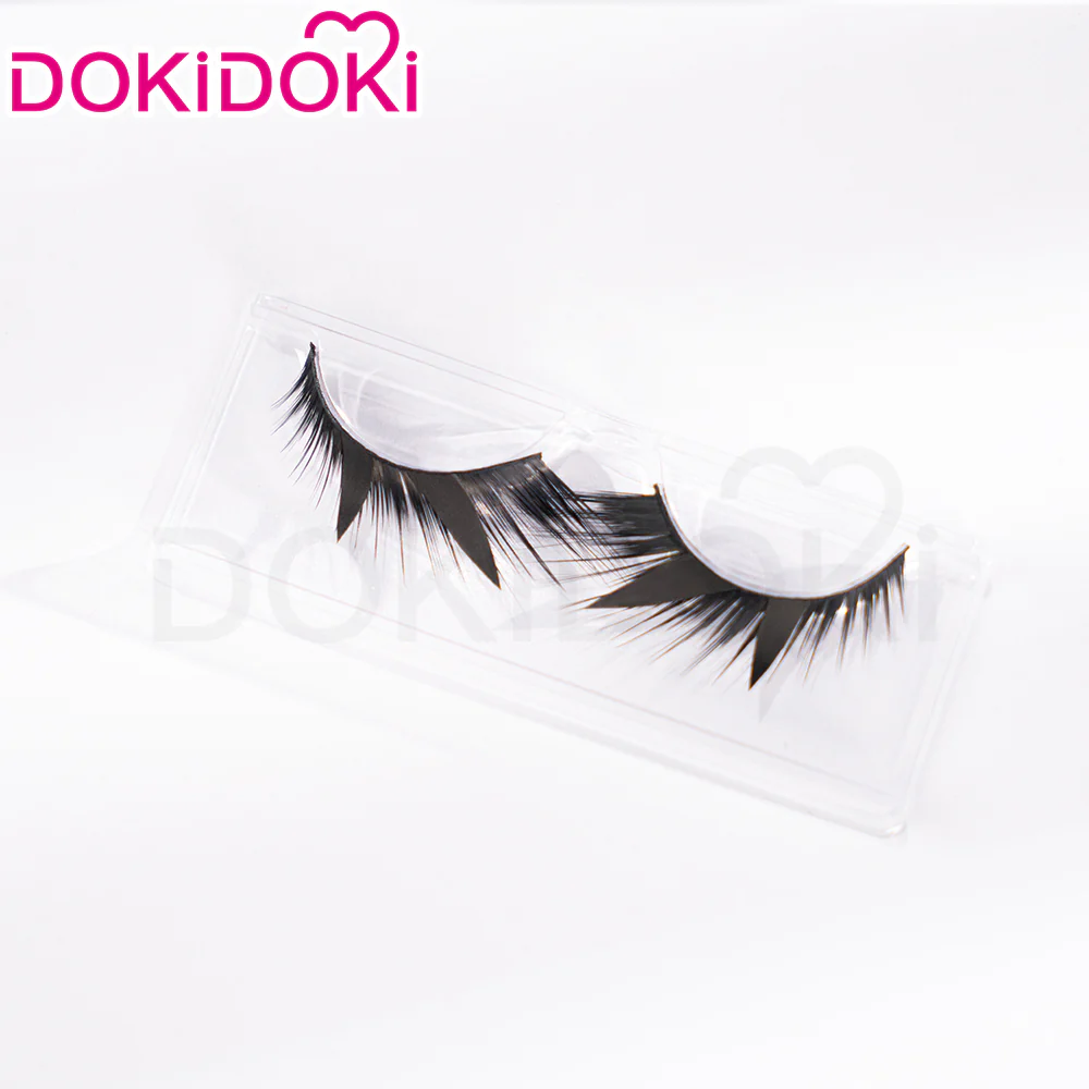 DokiDoki Game Genshin Impact Cosplay Skirk Wig Long Curly Purple Gradient Hair / Fake Eyelashes - Image 7