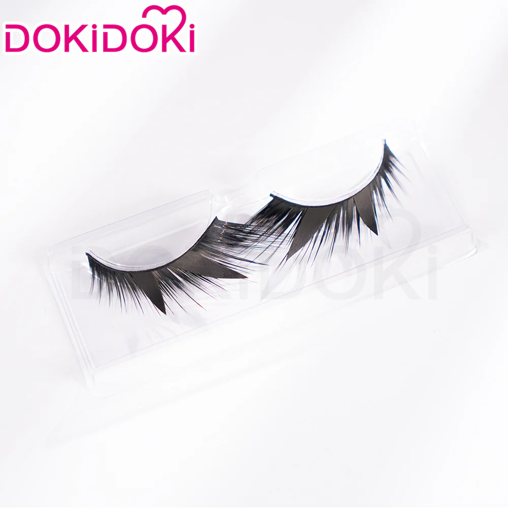 DokiDoki Game Genshin Impact Cosplay Skirk Wig Long Curly Purple Gradient Hair / Fake Eyelashes - Image 8