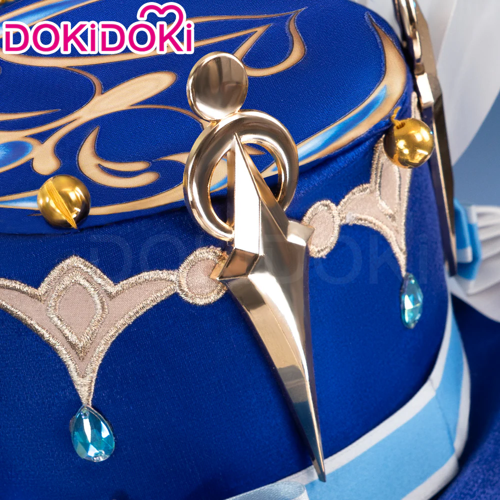 【Ready For Ship】DokiDoki Game Genshin Impact Cosplay Fontaine Focalors Wig Long White Blue Curly Furina Wig / Fake Eyelashes / Hat/ Wefts - Image 13