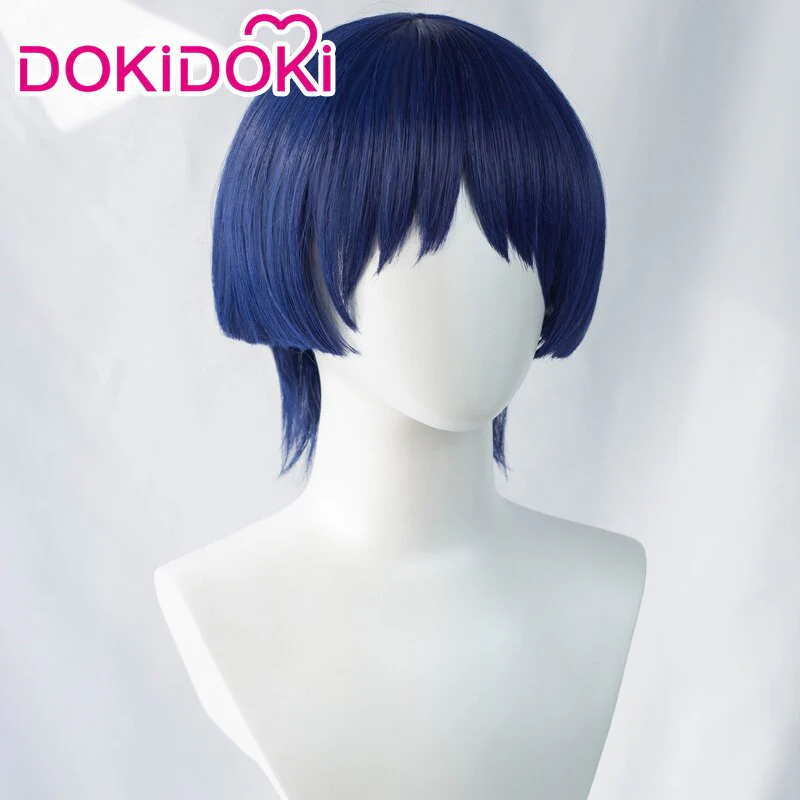 DokiDoki Game Genshin Impact  Scaramouche Cosplay Wig Short Blue