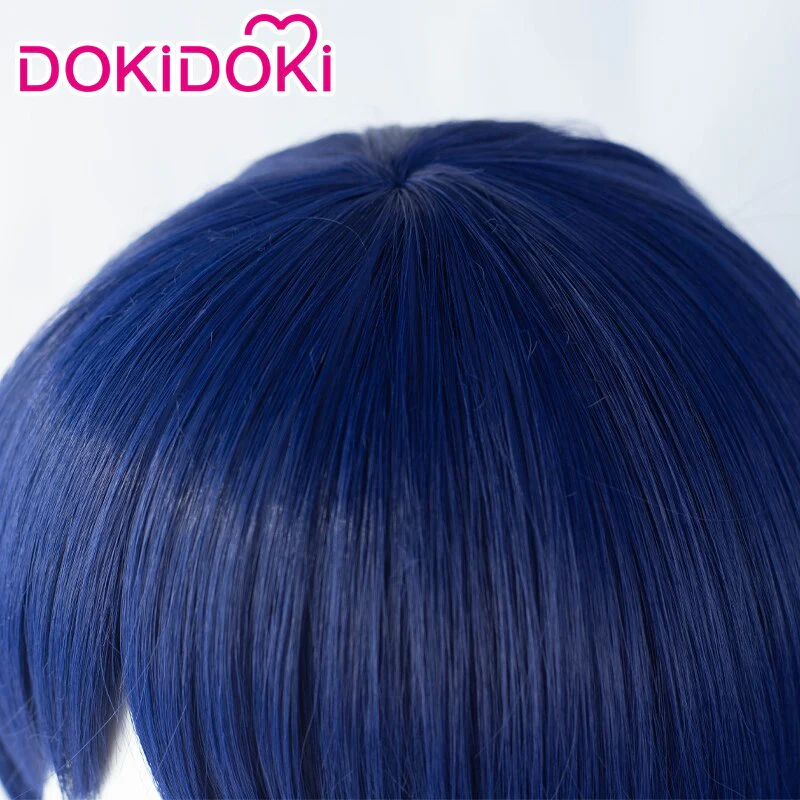 DokiDoki Game Genshin Impact  Scaramouche Cosplay Wig Short Blue - Image 3