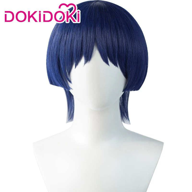 DokiDoki Game Genshin Impact  Scaramouche Cosplay Wig Short Blue - Image 4