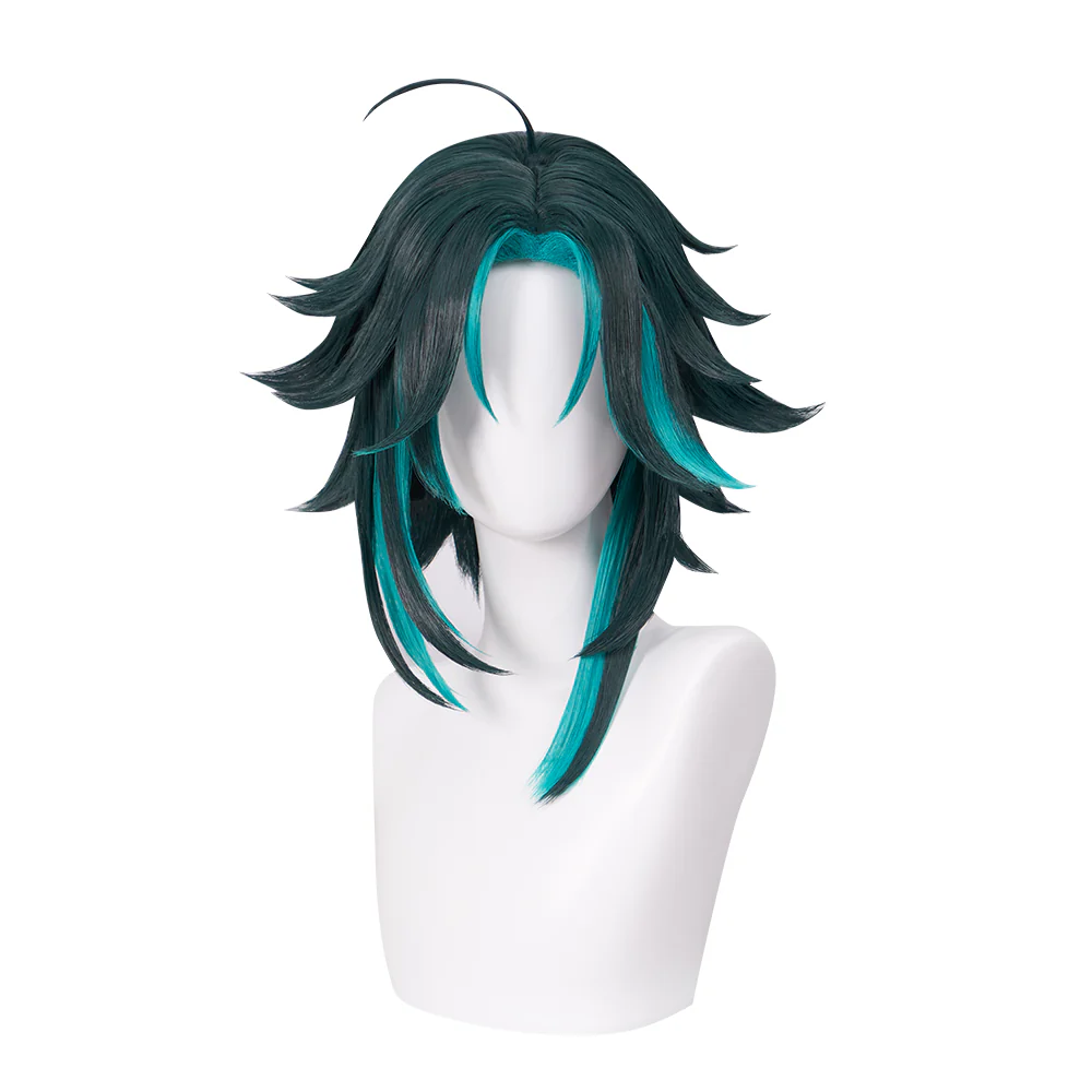 【Ready For Ship】DokiDoki Game Genshin Impact Cosplay Xiao Wig Hair Short Green Wig - Image 5