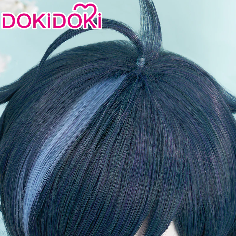 【Ready For Ship】DokiDoki Game Genshin Impact Cosplay Kaeya Wig Long Straight Blue Highlight Hair - Image 4