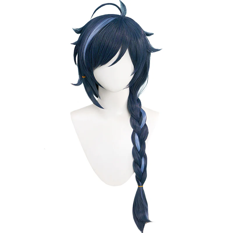 【Ready For Ship】DokiDoki Game Genshin Impact Cosplay Kaeya Wig Long Straight Blue Highlight Hair - Image 5