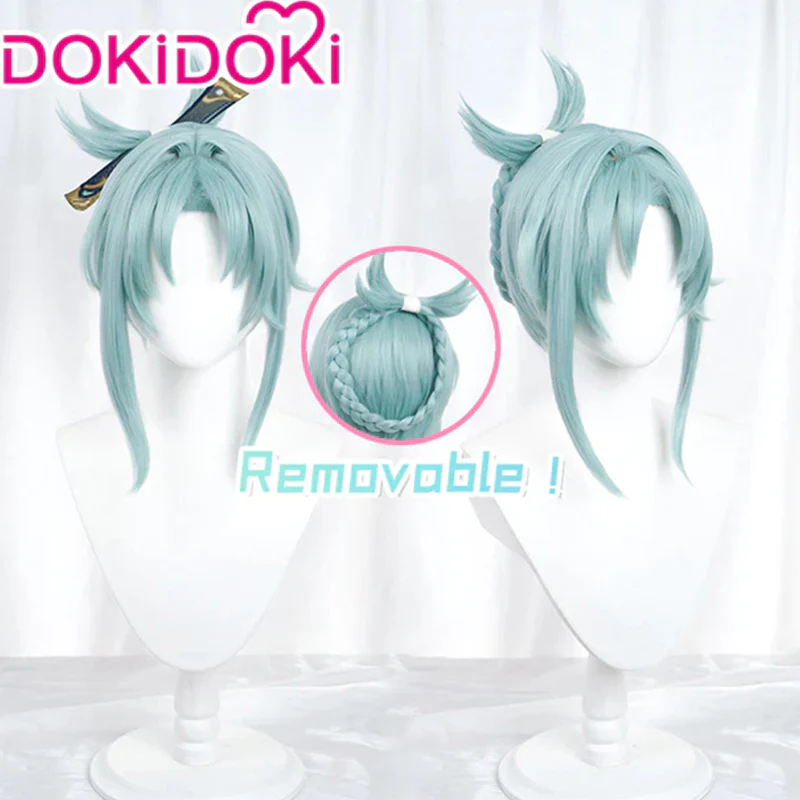 【Light Green Ver.】DokiDoki Game Genshin Impact Cosplay Madame Ping Wig Pinger Short Light Green