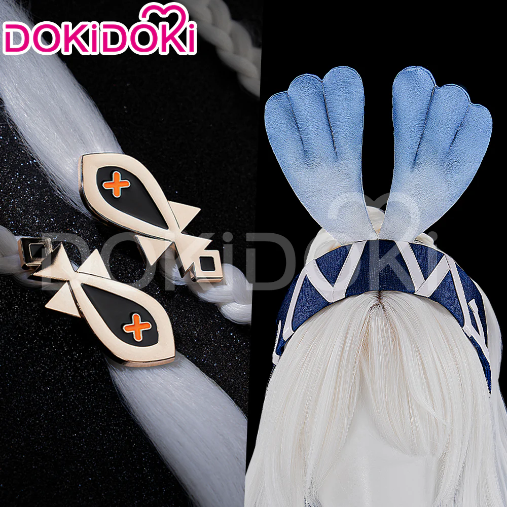 【Partially Ready For Ship】DokiDoki Game Genshin Impact Cosplay Mualani Wig / Accessories Headwear Long Straight White Blue Hair Natlan - Image 10