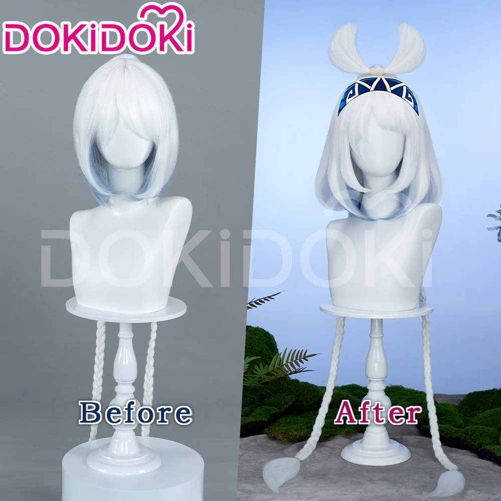 【Partially Ready For Ship】DokiDoki Game Genshin Impact Cosplay Mualani Wig / Accessories Headwear Long Straight White Blue Hair Natlan - Image 2