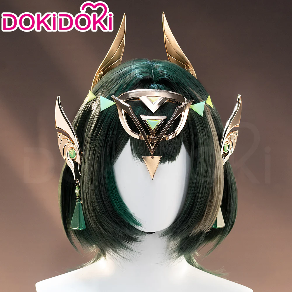 【Wig Ready For Ship】DokiDoki Game Genshin Impact Cosplay Nefer Wig / Head Accessory Short Green Highlight Hair Song of the Welkin Moon - Image 11