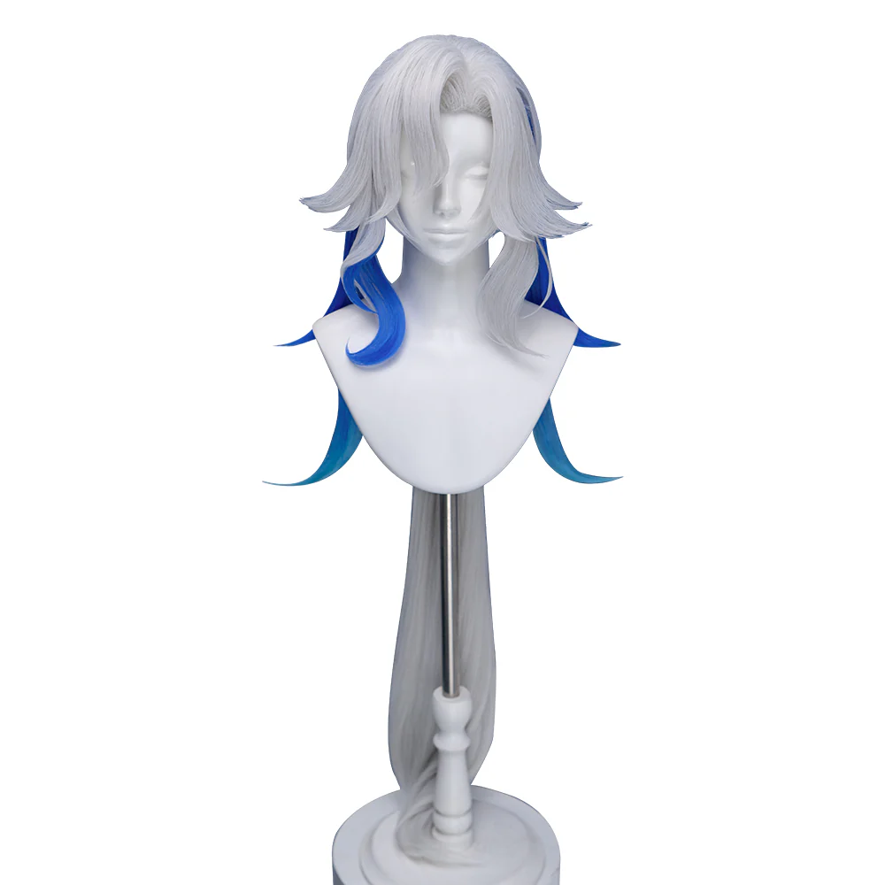 【Partially Ready For Ship】DokiDoki Game Genshin Impact Cosplay Fontaine Neuvillette Wig Long Grey Blue Highlight / Lightstrip / Wefts Melusent Gift - Image 11