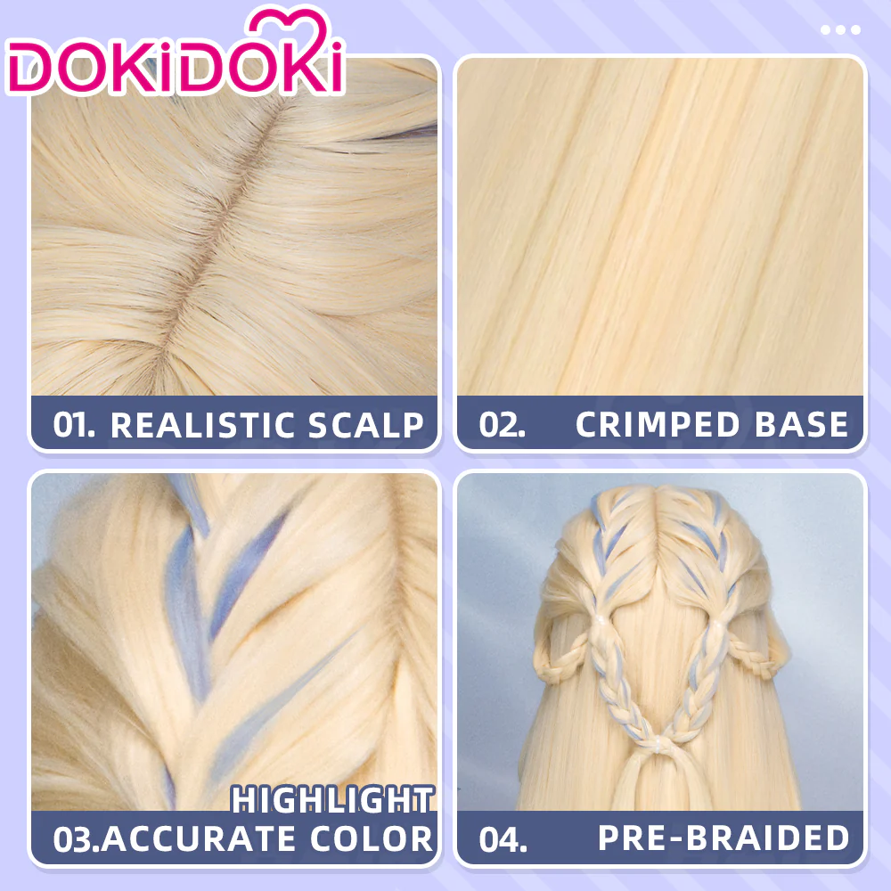 【Ready For Ship】DokiDoki Game Genshin Impact Cosplay Nicole Reeyn Wig Long Blonde Hair " N " Song of the Welkin Moon - Image 5