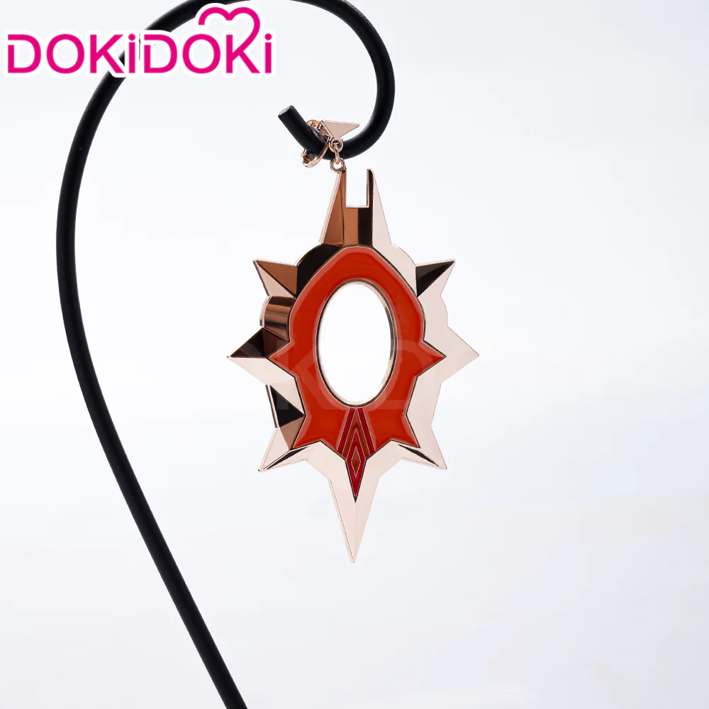 DokiDoki Game Genshin Impact Cosplay Pyro Archon Mavuika Wig / Light Strips/ Wefts / Earclip / Glasses Natlan Long Curly Orange - Image 11