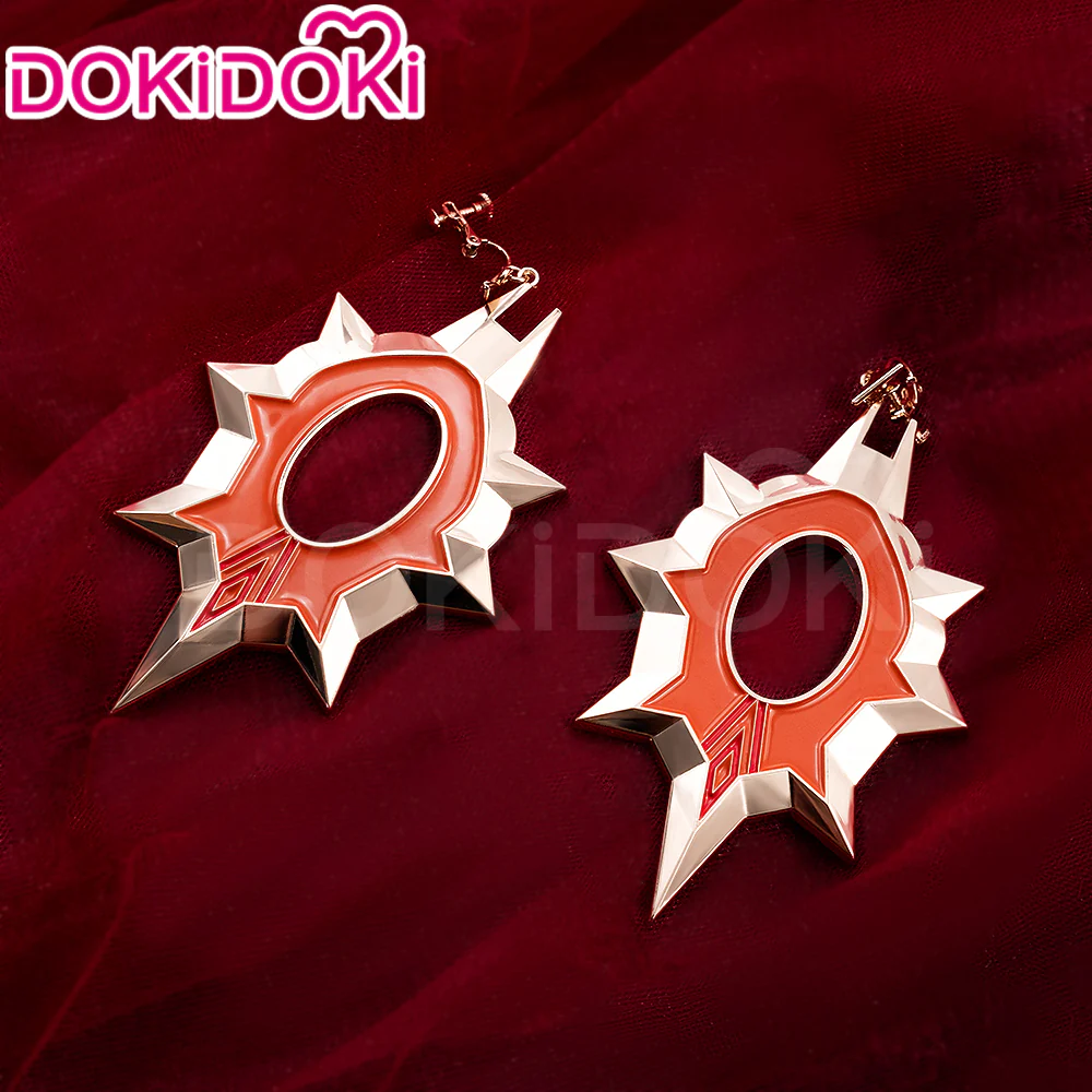 DokiDoki Game Genshin Impact Cosplay Pyro Archon Mavuika Wig / Light Strips/ Wefts / Earclip / Glasses Natlan Long Curly Orange - Image 13