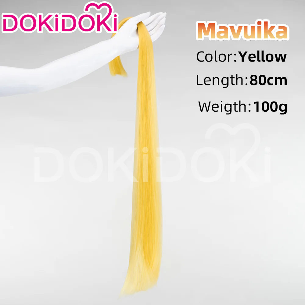DokiDoki Game Genshin Impact Cosplay Pyro Archon Mavuika Wig / Light Strips/ Wefts / Earclip / Glasses Natlan Long Curly Orange - Image 19
