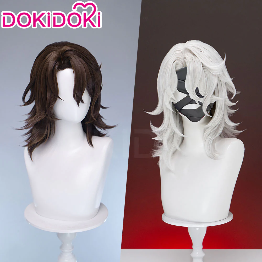 【Partial Ready For Ship】DokiDoki Game Genshin Impact Cosplay Rerir Wig Long Curly White / Dark Hair Racher of Solnari
