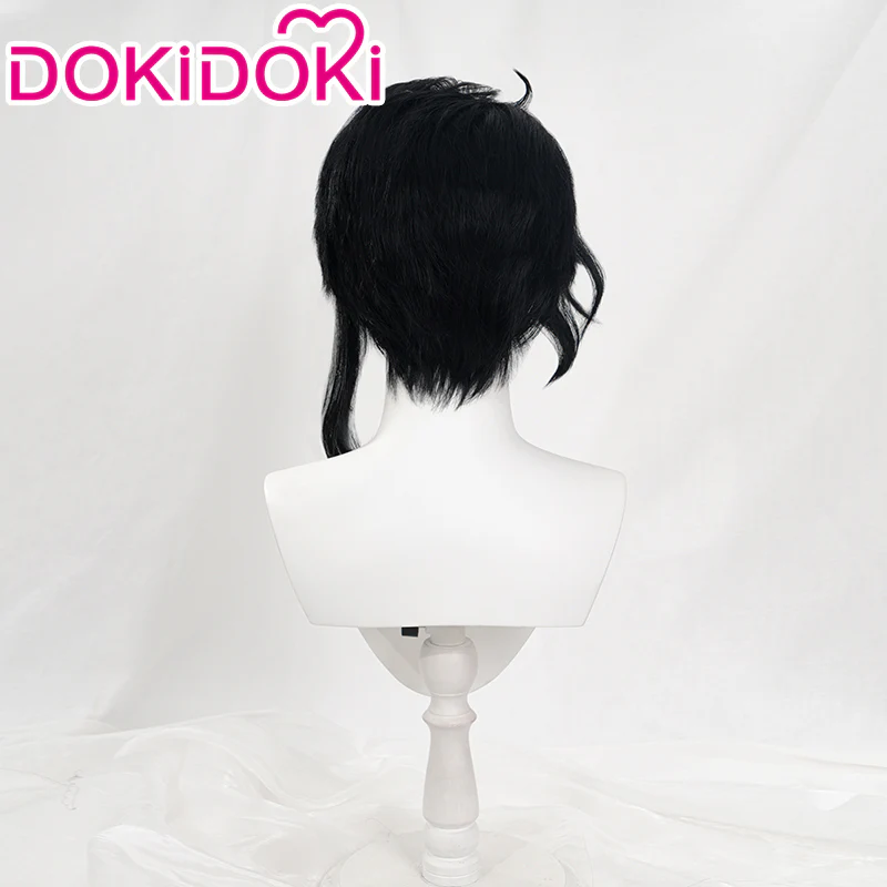 【Ready For Ship】DokiDoki Game Genshin Impact Cosplay Wig Cosplay Pantalone Wig Front Lace Curly Black/ Glasses - Image 3