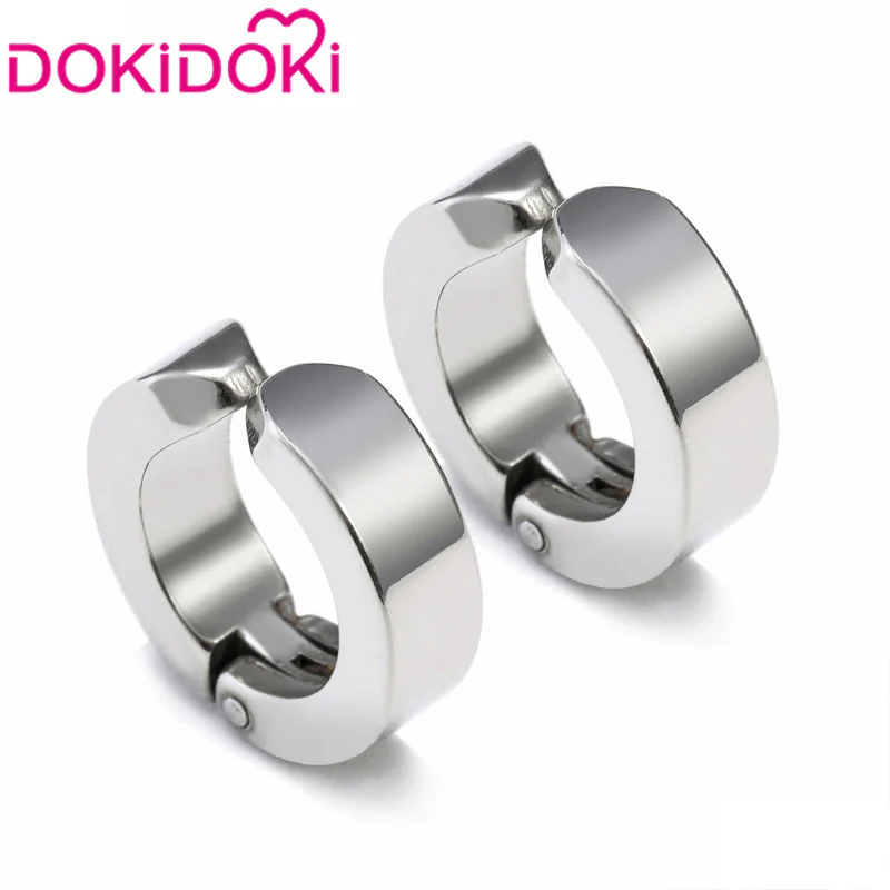 【Ready For Ship】DokiDoki Game Genshin Impact Cosplay Fontaine Wriothesley Wig Short Black Grey / Earring / Wefts - Image 10