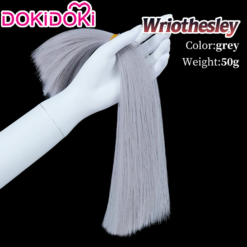 【Ready For Ship】DokiDoki Game Genshin Impact Cosplay Fontaine Wriothesley Wig Short Black Grey / Earring / Wefts - Image 11