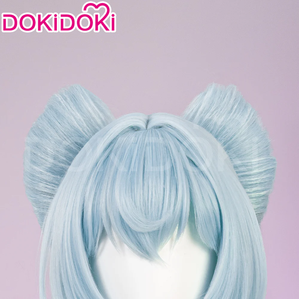 【Ready For Ship】DokiDoki Game Genshin Impact Cosplay Yumemizuki Mizuki Wig / Headwear / Ears Long Curly Blue Hair - Image 5