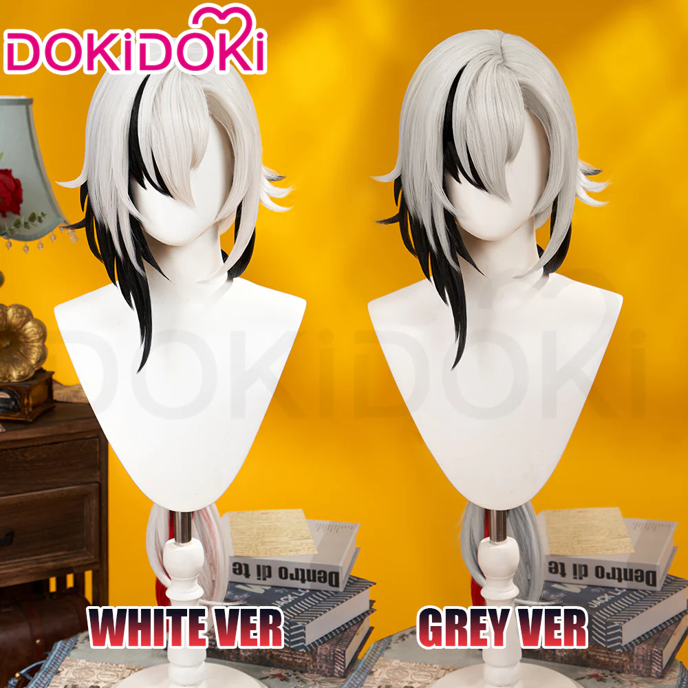 【Partially Ready For Ship】DokiDoki Game Genshin Impact Fontaine Fatui Harbinger Cosplay The Knave Arlecchino Wig Long Straight White Red Gradient Hair / Ear Clip / Wefts / Childhood Ver. / Youth Ver. / Boss Ver. - Image 2