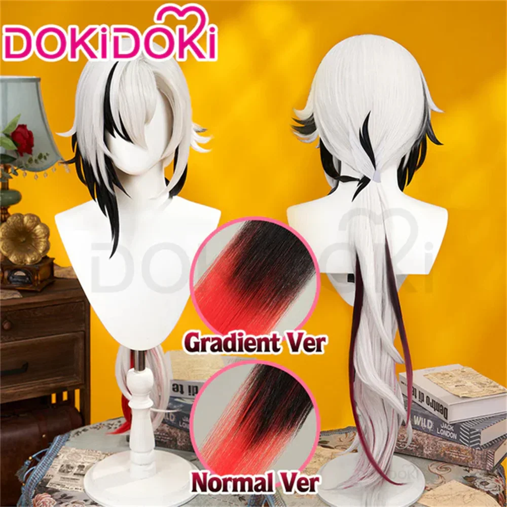 【Partially Ready For Ship】DokiDoki Game Genshin Impact Fontaine Fatui Harbinger Cosplay The Knave Arlecchino Wig Long Straight White Red Gradient Hair / Ear Clip / Wefts / Childhood Ver. / Youth Ver. / Boss Ver. - Image 4