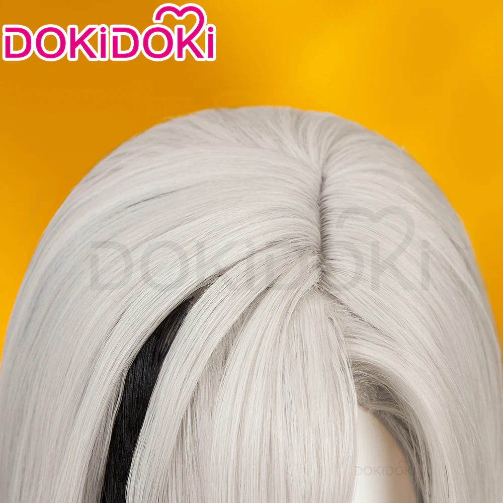【Partially Ready For Ship】DokiDoki Game Genshin Impact Fontaine Fatui Harbinger Cosplay The Knave Arlecchino Wig Long Straight White Red Gradient Hair / Ear Clip / Wefts / Childhood Ver. / Youth Ver. / Boss Ver. - Image 7