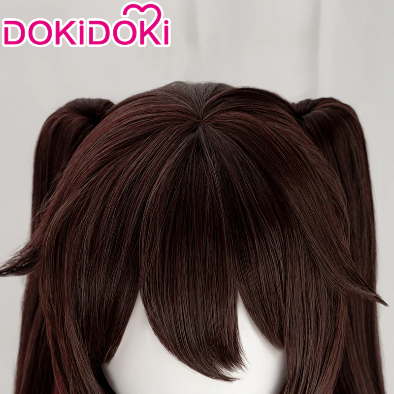 【Ready For Ship】DokiDoki Game Genshin Impact Hutao Cosplay Wig Hu Tao Dark Brown Halloween - Image 4