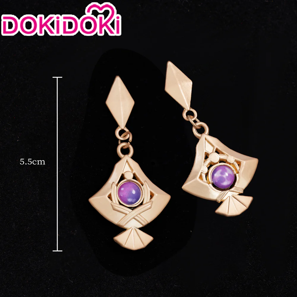 【Partially Ready For Ship】【Lighting Ver.】DokiDoki Game Genshin Impact  Shogun Cosplay Wig / Hair Clip/ Earring Raiden shogun baal Long Purple - Image 8