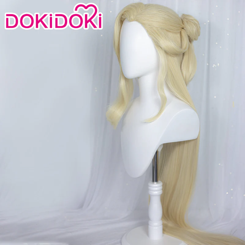 【Ready For Ship】DokiDoki Game GenShin Impact La Signora Cosplay Wig Long Yellow Wig Women - Image 2