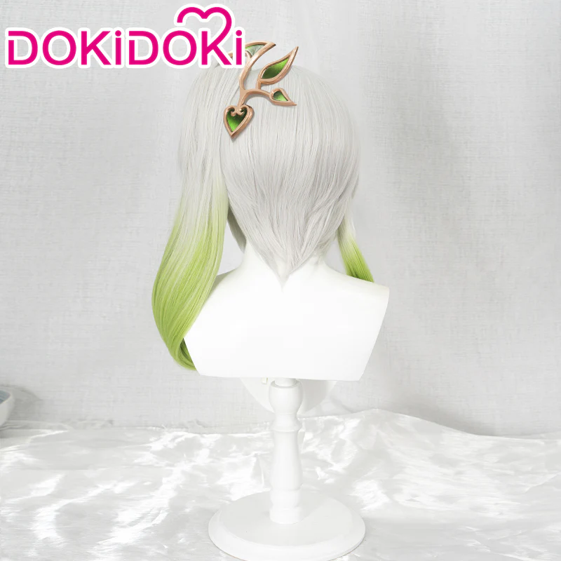 【Ready For Ship】DokiDoki Game Genshin Impact Sumeru Cosplay Kusanari Cosplay Wig Nahida Silver Green - Image 3