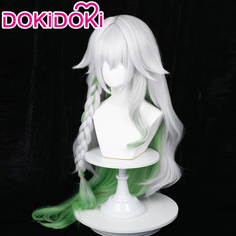 【Ready For Ship】DokiDoki Game Genshin Impact The Greater Lord Rukkhadevata cosplay wig Long Curly Silver Green Nahida - Image 2