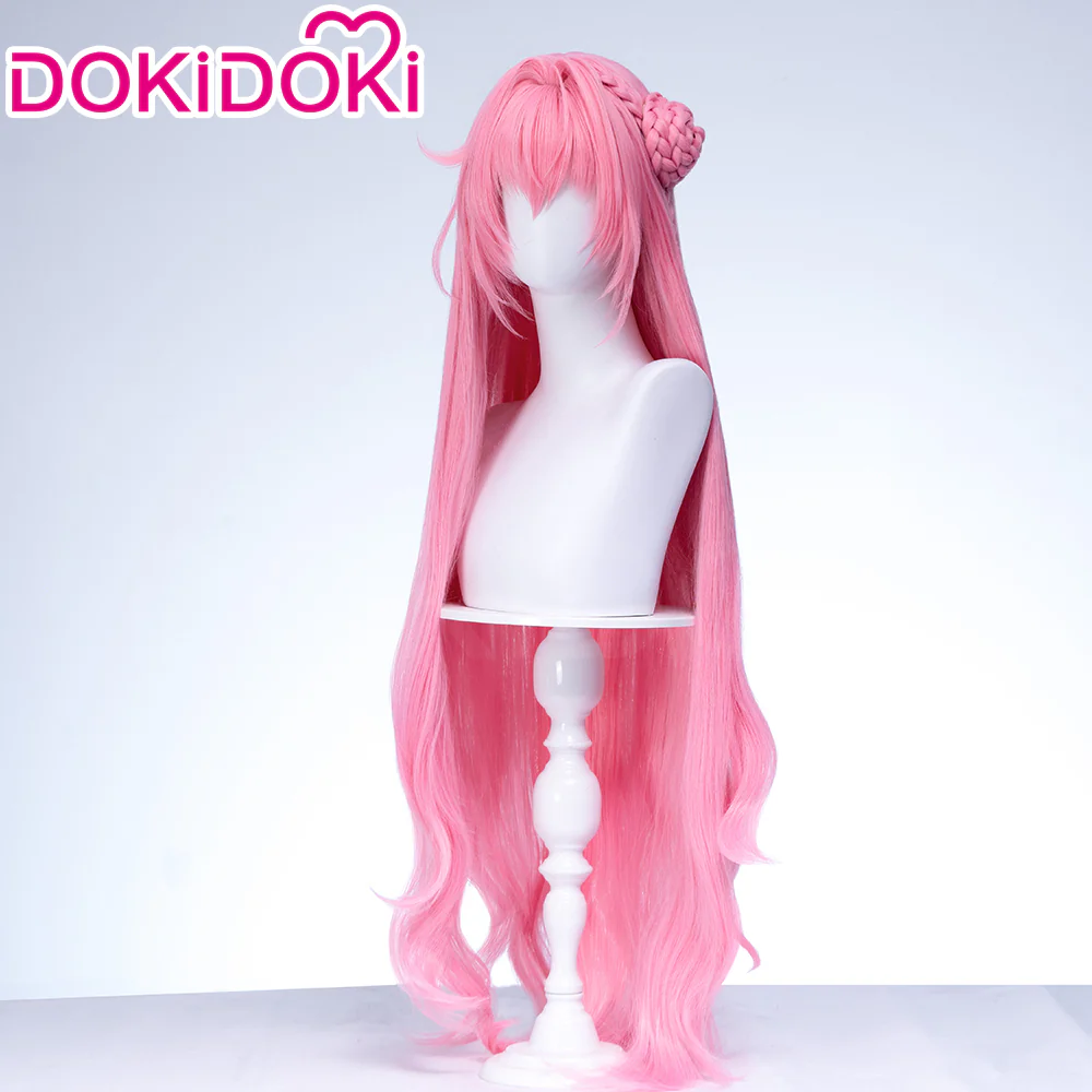 【Ready For Ship】DokiDoki Game Cosplay Wig Long Curly Pink Hair Detachable Bun - Image 2