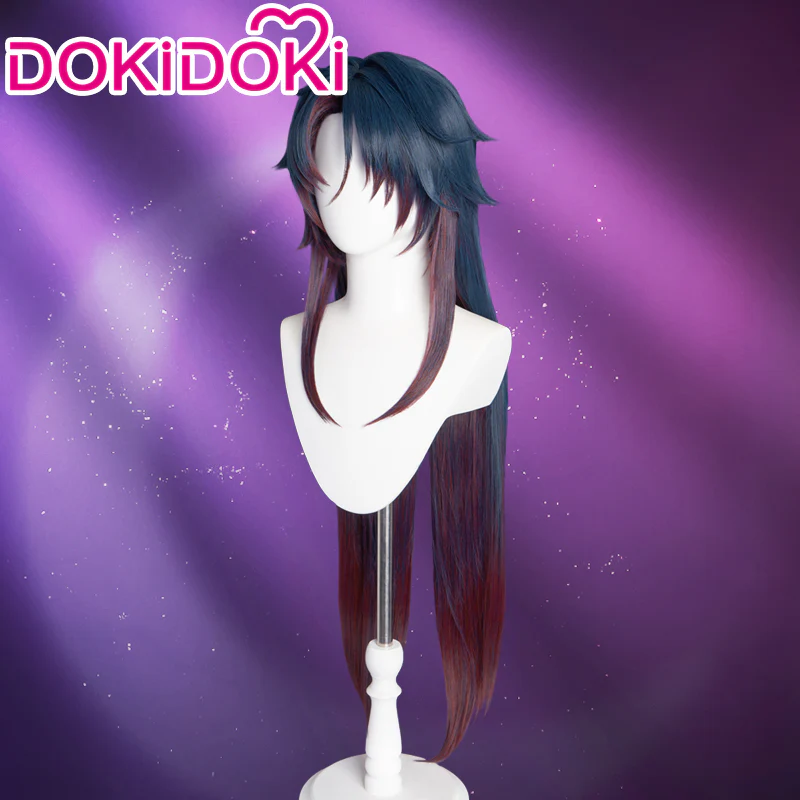 【Ready For Ship】DokiDoki Game Honkai: Star Rail Cosplay Blade Wig Long Straight Red & Blue  Hair/Wefts/ Earring - Image 5