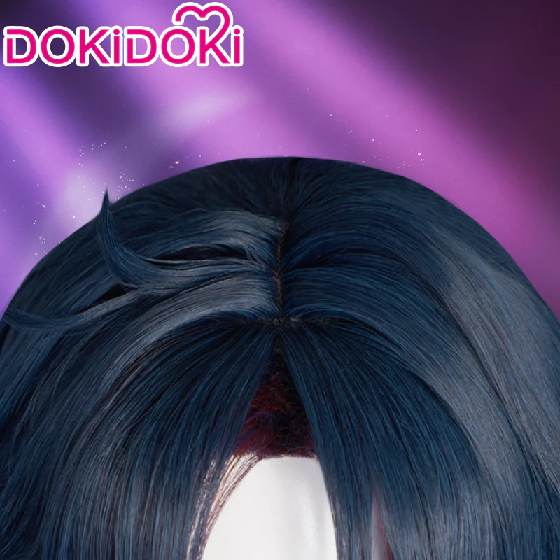 【Ready For Ship】DokiDoki Game Honkai: Star Rail Cosplay Blade Wig Long Straight Red & Blue  Hair/Wefts/ Earring - Image 6