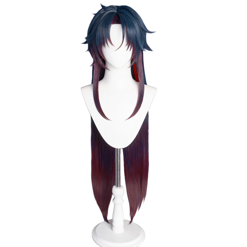 【Ready For Ship】DokiDoki Game Honkai: Star Rail Cosplay Blade Wig Long Straight Red & Blue  Hair/Wefts/ Earring - Image 7