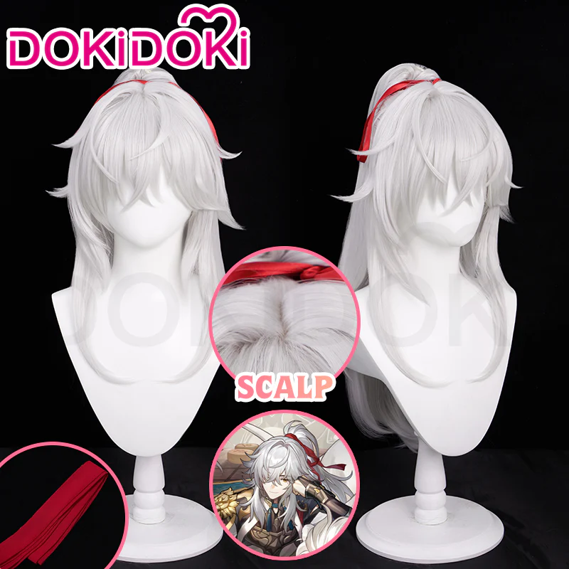 【Ready For Ship】DokiDoki Game Honkai: Star Rail Cosplay Jingyuan Cosplay Wig Jing Yuan Long Silver / Hairband