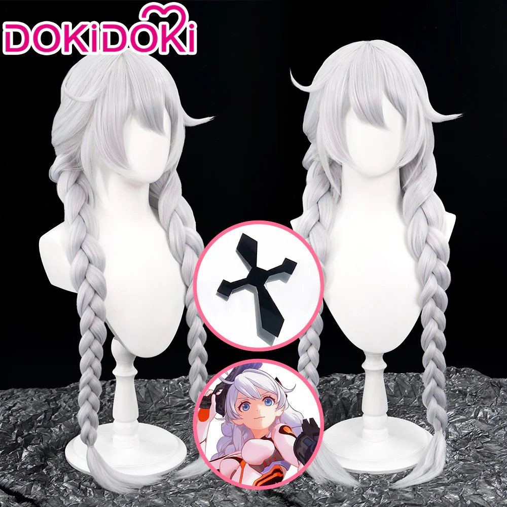 【Ready For Ship】DokiDoki Game Honkai Impact 3 Cosplay Kiana Kaslana Cosplay Wig/ Hairclip Long Silver
